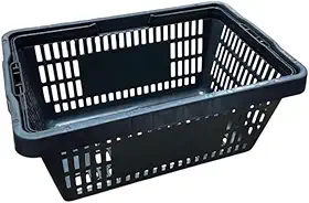 Caixa Plástica Vazada Retangular, Polipropileno, Preta, com Alças Ergonômicas, para Supermercados, Feiras e Armazenamento