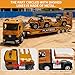 Construction Carrier Truck Kids Toys Flatbed Semi Die-cast Truck , Excavator & Buldozer, Vehicles Alloy Toys with openable door& Lights & Sounds, Gift for 3 4 5 6 7 Years Old Boys(Construction)