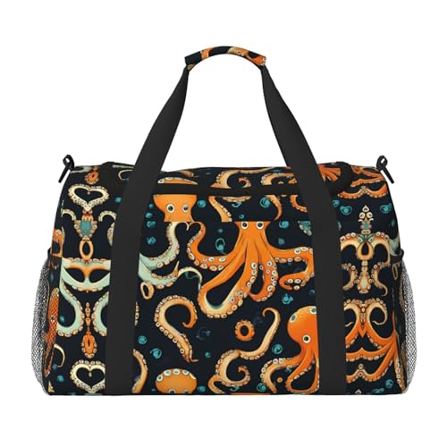 Color octopus print Weekender Overnight Carry On Bag Gym Luggage Bag Duffel Bag for Travel Women