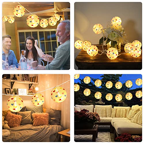 Vigdur Multicolor Lantern String Lights - Heart Theme Colorful Nylon Hanging Lanterns Plug In Decorative Lights Connectable For Indoor Outdoor Patio Party Wedding Bedroom Bistro, 9.84Ft #TOP5