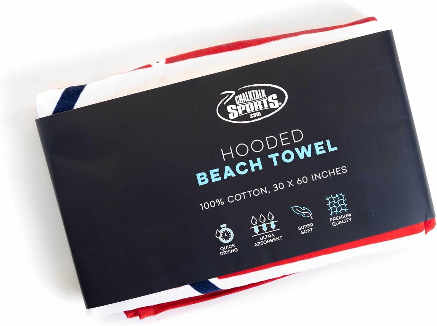 ChalkTalkSPORTS Guys Lacrosse Premium Hooded Beach Towel | Lacrosse American Flag