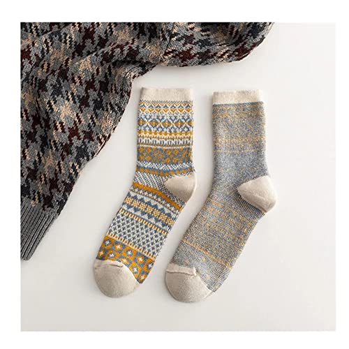Dzzbm Thickened Warm And Breathable Mid-Tube Men Socks Casual Dress Retro Ethnic Style Rabbit Wool Socks For Men (Color : A, Size : One Size) #TOP2