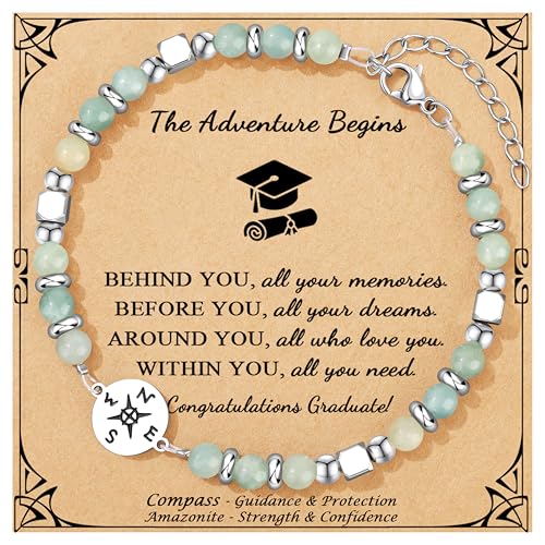 Image of Joycuff Graduation Gifts for Her Him Class of 2026 Graduation Bracelets Inspirational Graduation Compass Bracelet for Women College Graduation Gift for Him Her