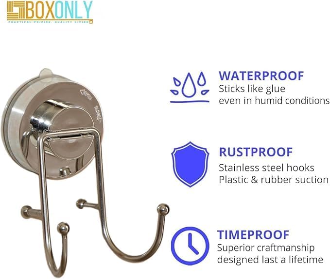 7.1 * 12.5 * 8cm Vacuum Suction Cup Hook - Chrome Finish Wall Hook for Towels, Robes, and Accessories - Durable Stainless Steel Bathroom & Kitchen Organizer (1 Pack)