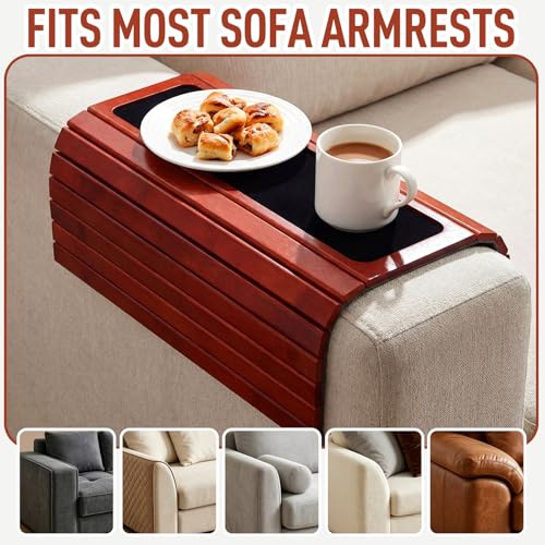 Mesa de bambú para reposabrazos de sofá LemonRoad con bandeja plegable marrón 6