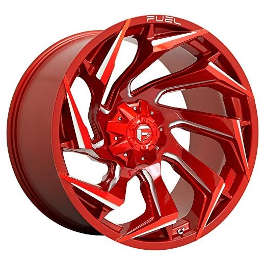 Fuel D754 Reaction 24x12 6x135/6x5.5" -44mm Red/Milled Wheel Rim 24" Inch