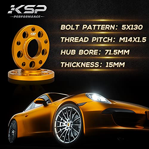 Image of KSP 5X130 Wheel Spacers for Porsche Cayman Caynne Panamera 911, 15mm Aluminum Spacers With Hub Lip fit Boxster 718 924 928 968 944 986 996 997 Volkswagen Touareg Q7, 5x130 to 5x130 PCD 71.5mm Hub Bore
