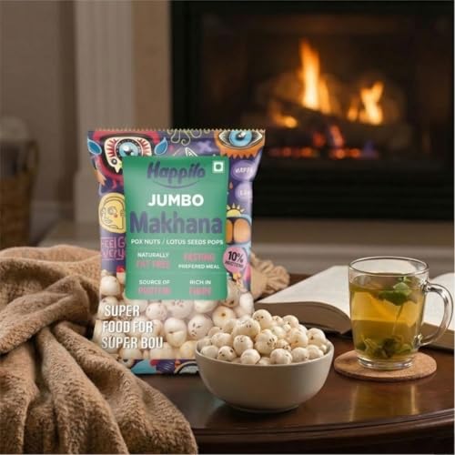 Image of Happilo Premium Jumbo Fox Nuts (Phool Makhana) 100g (Pack of 2) | Lotus Seeds, Gorgon Nuts, Puffed Kernels, Hand-Picked