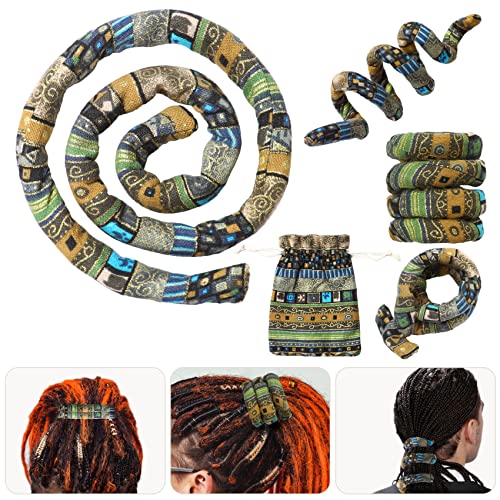 Spiral Lock Hair Tie Dreadlock Accessories - Luchoi Bendable Loc Hair Tie Ponytail Holder, Iron Wire Long Dread Locks Hair Tie For Women Men Thick Curly Hair With Storage Bag (1Pcs, Green) #TOP15