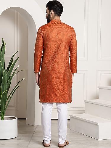 Image of SOJANYA (Since 1958 Men's Silk Blend self Design Kurta and Churidar Pyjama Set