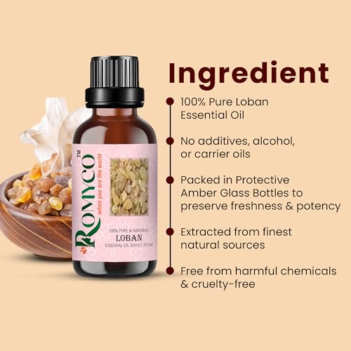 Image of Loban Essential Oil 30ml (Frankincense) for Glowing Rejuvenated Skin | Ideal For Meditation Prayer Positivity Rituals in Diffuser | Anxiety Relief | Pure Premium Natural & Undiluted
