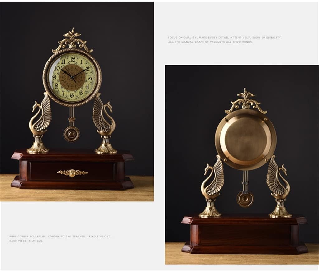European Style Copper Swan Clock Pendulum Clock Bedroom Living Room Clock Home Table Clock Decoration
