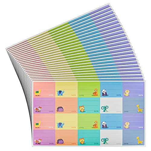 Image of Juvale Baby Bottle Labels for Daycare 500-Pack - Multicolor Animal Designs (1.5" x 1") - Writable Daycare Bottle Labels - Adhesion for Bottles & Containers