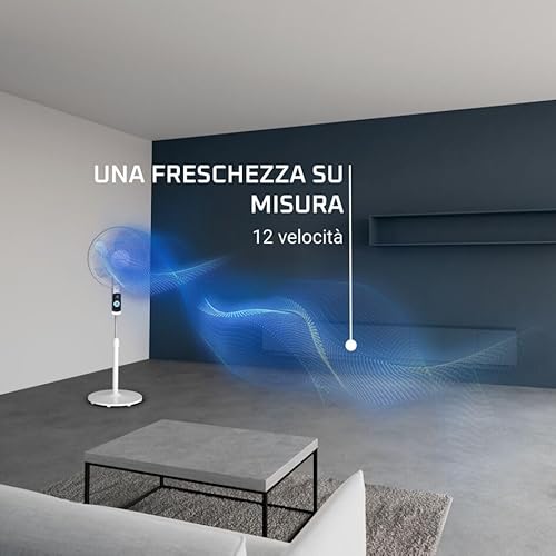 Rowenta Turbo Silence Standventilator, nur 35 dB(A) im Silent Night-Modus, energiesparend, 12 Geschwindigkeiten, digitaler LED-Bildschirm, Timer, Fernbedienung, Weiß, VU5650F0