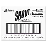 JohnsonDiversey Products - Shout Instant Stain Remover Wipes, Individually Wrapped, 80/CT - Sold as 1 CT - Wipes provide convenient, portable, instant stain treatment and removal. Ideal for clothing, carpet and auto interiors. Special stain-fighting ingredients instantly reduce the visibility of the stain. Each wipe keeps most stains from setting into clothes, eliminating many stains completely. Wipes are effective on grape juice, coffee, blood, and other stains. Formula is safe on all colorfast