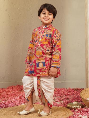 Image of AJ DEZINES Kids Ethnic Wear Pure Cotton Dhoti Kurta Set For Boys