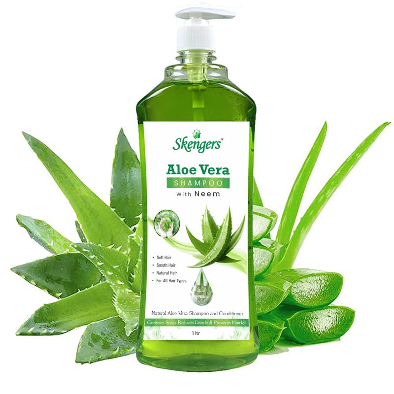 Image of Natural Aloevera Smooth and Silky Anti-Dandruff Shampoo for Daily Use Shampoo For Men & Women 1Ltr
