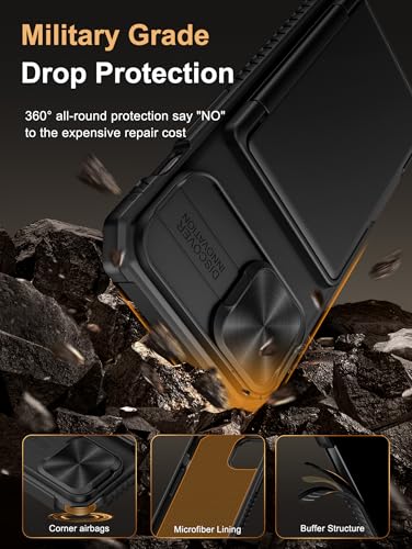 Image of Vihibii for iPhone 16e Back Cover Wallet with Card Holder (4 Cards) [RFID Blocking] & Slide Camera Cover, Military Grade Drop Protection, Rugged Back & Silicone Edge Case for 16e 2025 6.1 inch, Black