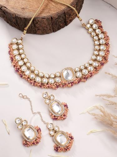 Image of Karatcart Polki Kundan Jewellery Set for Women