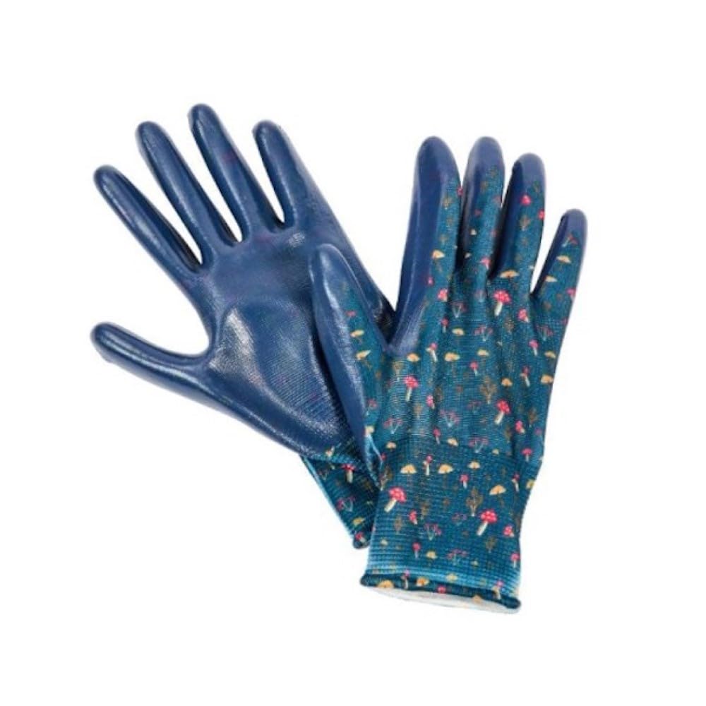 Briers Ladies Patterned Gardening Gloves, Medium Size, Stretch Fit, for Seeding and Weeding (Mushrooms)