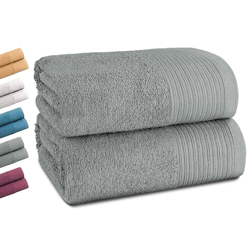 Montafox 2er Set Duschtücher 140 x 70 cm Flauschige Duschhandtücher 100% Baumwolle Saugfähig Kuschelig Weich Badetuch Duschtuch