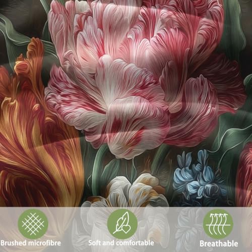 Parure de lit noire tulipe chic en microfibre haut de gamme 90x190 - 7