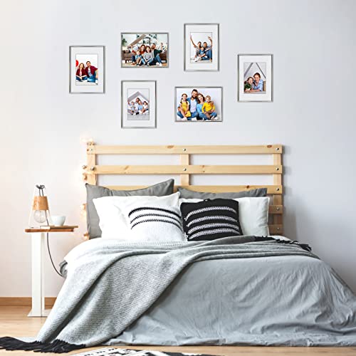 Decanit 6X8 Picture Frame Set - Silver Metal Thin Frames For Wall Or Tabletop Display Of 4X6 Photos With Mat Or 6X8 Without Mat - Gallery Wall Kit-6Pack #TOP6