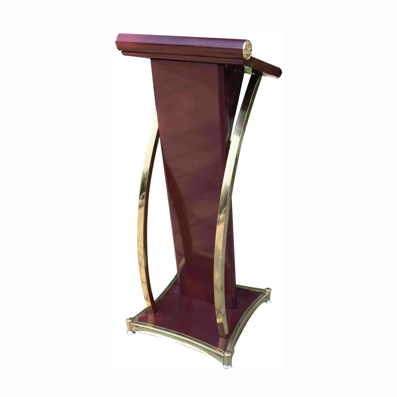DUANHOZ Curved Metal Lectern, Floor Standing Speaking Podium for Church, Conference, and Campus Presentations