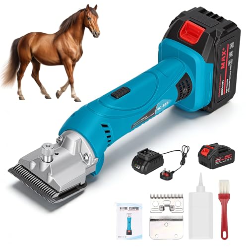Cordless Horse Clippers Professional Grooming Electric Clippers Compatible with Makita 18V Battery 6 Speeds Adjustable Horse Grooming Kit for Pet & Livestock Coats Low Vibration Shearing Machine