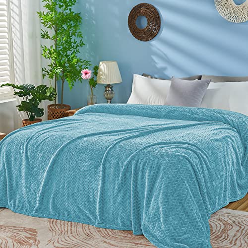 inhand Fleece Blanket for Bed, Super Soft Flannel Cozy King Bed Blanket for Adults, Washable Lightweight Fuzzy Bed Blanket for Office Sofa, Warm Plush Blankets for All Season (90"×108", Blue)