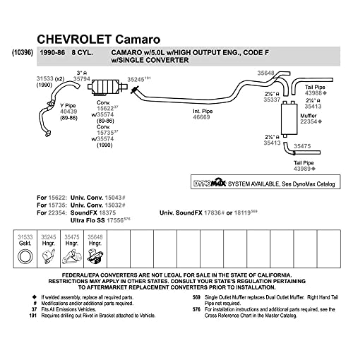 Image of Walker 43989 Exhaust Tail Pipe 2.25 inch Inlet (OD) 2.5 inch Outlet (OD) for Chevrolet Camaro