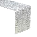 AMAZLINEN(TM) Premium Quality Silver Glitz Sequin Table Runner-14