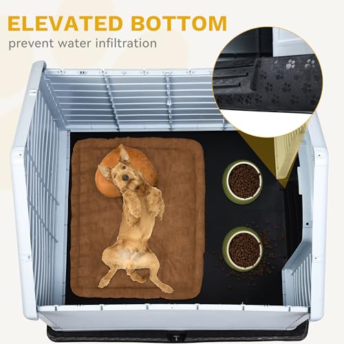 image for DWVO Large Plastic Dog House, Weatherproof Outdoor/Indoor Doghouse, Pu