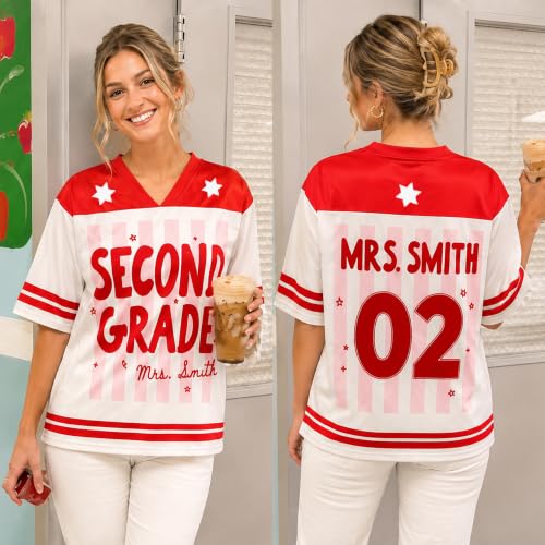 Custom School Spirit Jersey, Custom Grade Teacher Jersey, Back to School Baseball Tee Multi miniatura 2