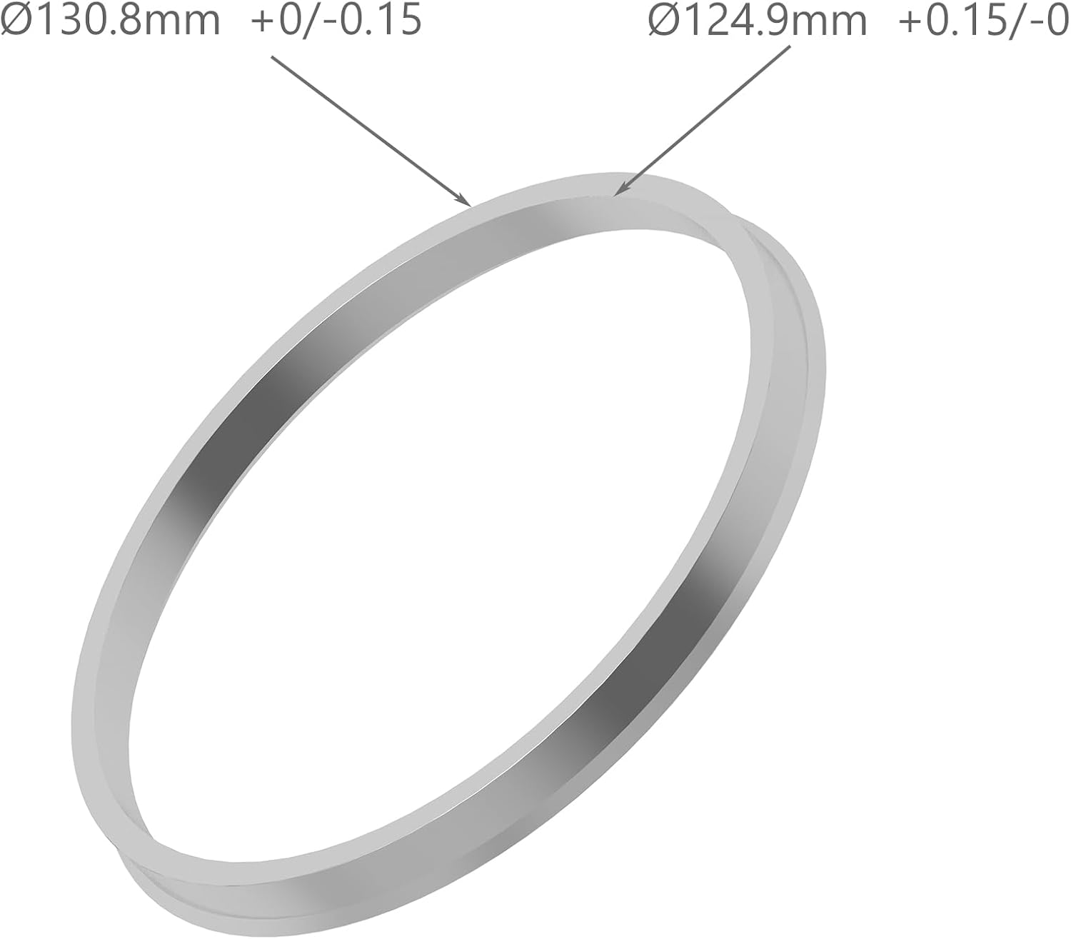 WHEEL CONNECT Hub Centric Rings, 130.8 to 124.9, Set of 4, Aluminium Alloy Hubrings, 8 Bolts Pick up hub Rings O.D:130.8-I.D 124.9mm. A
