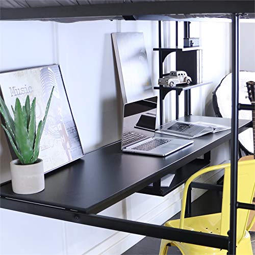 Walker Edison Timothee Urban Industrial Metal Double Over Computer Desk Bunk Bed, Full Double, Black #TOP1