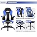 JUMMICO Gaming Chair Ergonomic Leather Racing Computer Chair High Back Adjustable Swivel Executive Office Desk Chair with Flip-Up Armrest (Blue)