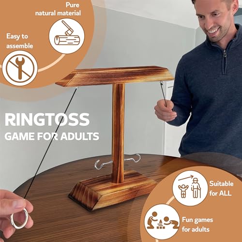 Ring Toss Games for Adults, Hook and Ring Game, Swinging String Hook & Ring Tabletop Battle Games, Outdoor & Indoor Game, Party Bar Patio Décor, Wooden Ring & Hook, Fun for Adults - Thumbnail 6