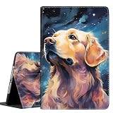 Case for iPad 9th / 8th / 7th Generation (2021/2020/2019) 10.2 inch/iPad Air 10.5' 2019 / iPad Pro 10.5', Leather Smart Cover with Auto Wake/Sleep, Golden Retriever Dog