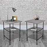 tiktecklab Nightstand, Set of 2 Side Tables, End Tables with Wood Shelves, for Living Room, Bedroom,