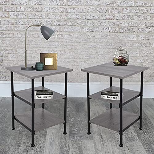 Tiktecklab Nightstand, Set Of 2 Side Tables, End Tables With Wood Shelves, For Living Room, Bedroom, Industrial, Stable Steel Frame, Easy Assembly, Brown And Black #TOP3
