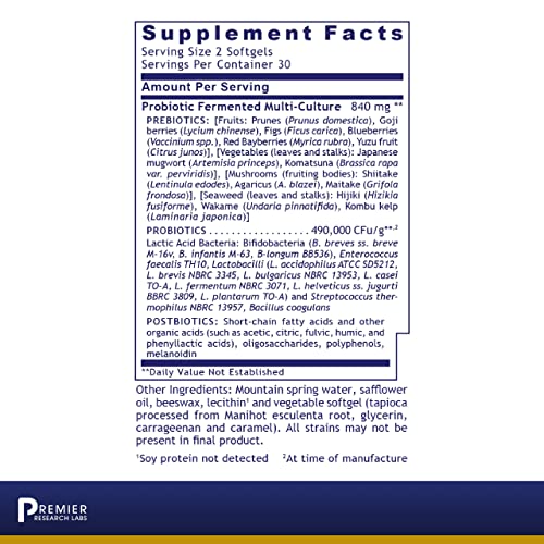 Premier Research Labs Probiotic Caps - Supports Healthy Intestinal & Gastrointestinal Health - Features 12 Different Viable Strains - Gluten Free & Non Gmo - 60 Vegetarian Softgels #TOP1