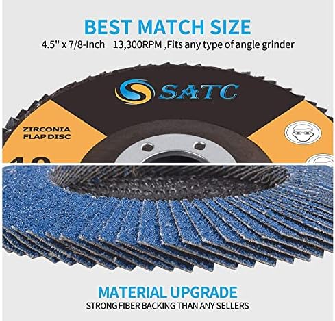 S SATC 20 Packs Flap Discs 115mm 40 60 80 120 Grit Zirconia Grinding Discs for Angle Grinder to Sanding Grinding Metal Wood