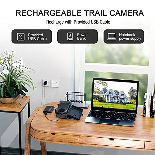 Solar Powered Trail Camera WiFi 4K 30MP - Game Camera with 120 Degree Pir Hunting Scouting Camera Night Vision IP66 Waterproof for Wildlife Monitoring