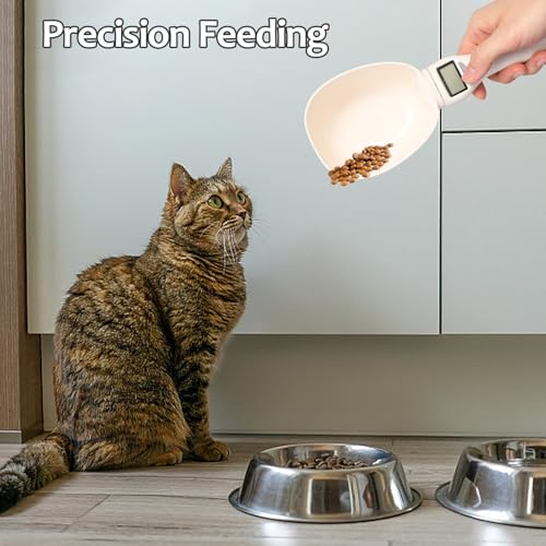 Pumwoy Digitale Löffelwaage, Löffelwaage Hundefutter Hundefutter Messbecher, Tierfutter-Messschaufel mit LCD Anzeige, Digital Measuring Spoon Abnehmbare Wiegelöffel Messen von Haustierfutter