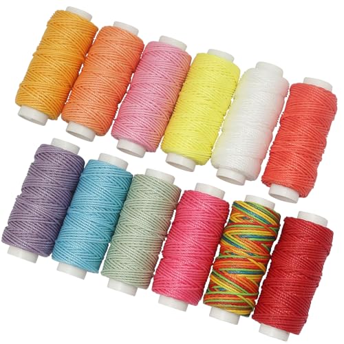 Hilo encerado de 12 colores para coser con cuerda de poliéster miniatura 6