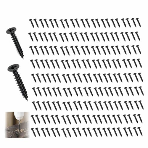 80 Pcs Tornillos Autorroscantes de Acero al Carbono, Tornillos Negros de Cabeza Plana Tornillo Avellanada Alomada Redonda Phillips Universal M4 x 20 mm para Madera Muebles Chapa Metálica