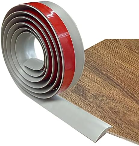 6.56FT Floor Transition Strip, Self Adhesive Rubber Transition Strip for Flooring, Suitable for Carpet to Tile, Wood to Tile, Threshold Height Difference Less Than 5 mm (Grey)