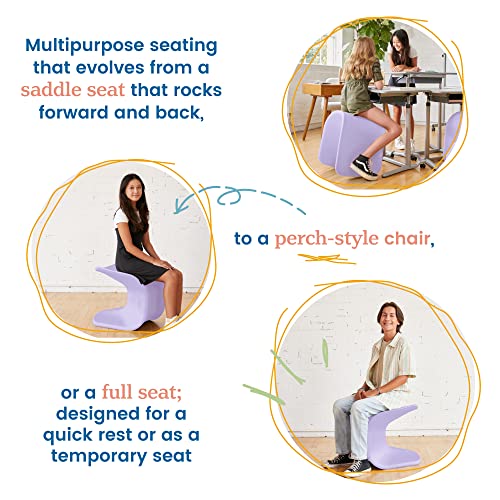 Image of ECR4Kids Wave Seat Perch Stool, 18in - 19.6in Seat Height, Flexible Seating, Light Purple