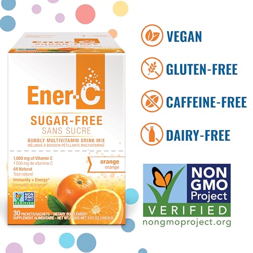 Image of Ener-C Sugar Free Multivitamin Drink Mix, Zero Sugar - Orange, 30 Count | Vitamin Powder for Water, Electrolytes Powder No Sugar, Hydration Boost Packets, Vitamin C & B12